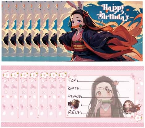Sopgup 16 kom. Nezko Rođendanski pozivnici sa 16pcs kovertama japanske anime tematskih stranačkih pozivnica za djecu rođendanska zabava 5 × 7inches