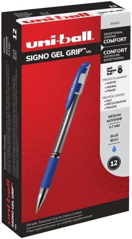 Uni-Ball 65450 gel Grip olovke, srednja točka, crna, 12 groznica i gel Grip olovke, srednje tačke, plavo, 12 brojeva