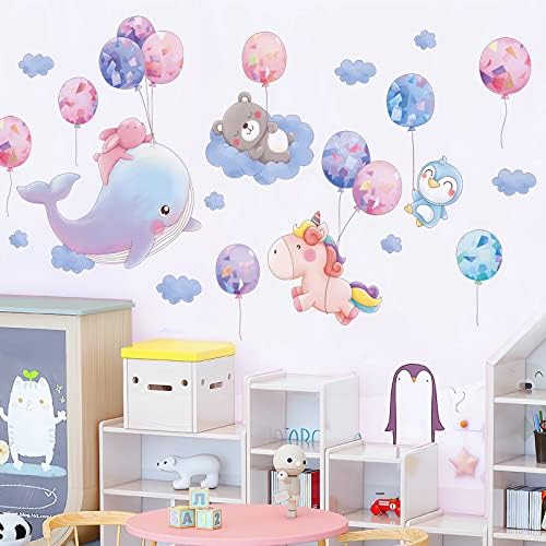 Šarene leteće životinje Zidne naljepnice Baloon kita jednorog zidne naljepnice za djecu dekor za djecu