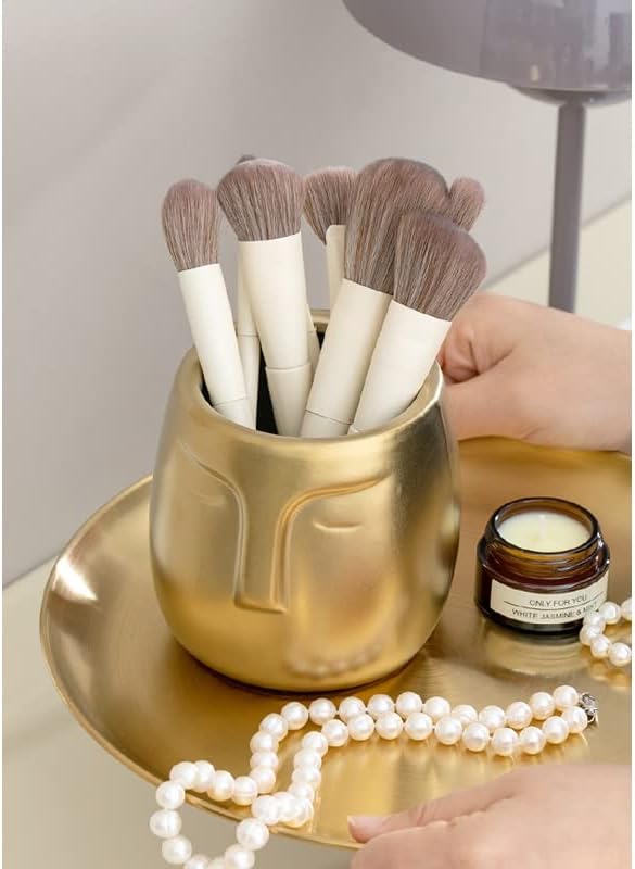 UXZDX toaletni sto Beauty Storage Bucket desktop kreativnost velikog kapaciteta keramička obrva Zlatni držač olovke