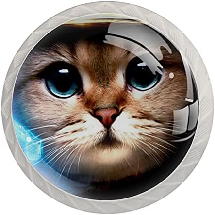 Dugmad za fioke za dječake Galaxy Cat komoda dugmad Crystal Glass cabinet dugmad 4kom okrugla dugmad za štampanje rasadnik dekorativna dugmad višebojna 1,37×1,10 in