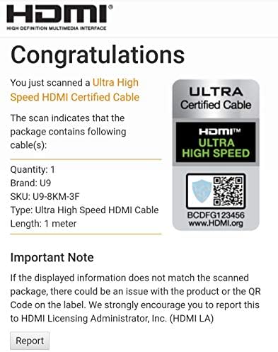 U9 Professional 8K certificirani ultra brzi HDMI kabel V2.1 48Gbps 8k60Hz 4K120Hz Earc HDR allm vrr | 1m