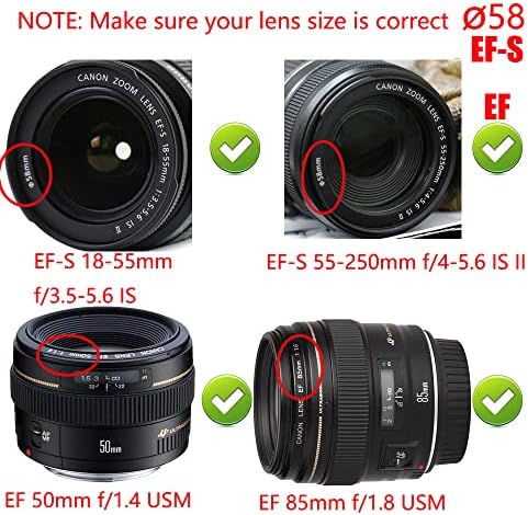 Poklopac sočiva T7 [58mm] za Canon Rebel T8i T7 4000d W / EF-S 18-55mm objektiv, kompatibilan za Fujifilm