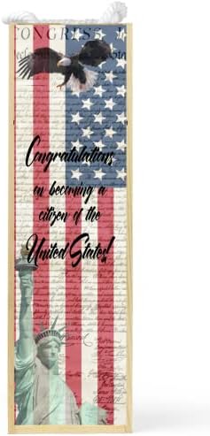 Američki državljanstvo Čestitamo HACHAKSAKE DRVENO VINA kutija sa patriotskim dizajnom za novo naturalizovanu imigraciju američkog državljana