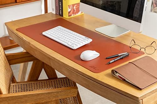 Heltant kožna mat stola smeđa jastuk-neklizajući PU kožna prostirka, vodootporan pisaći pad za ured i