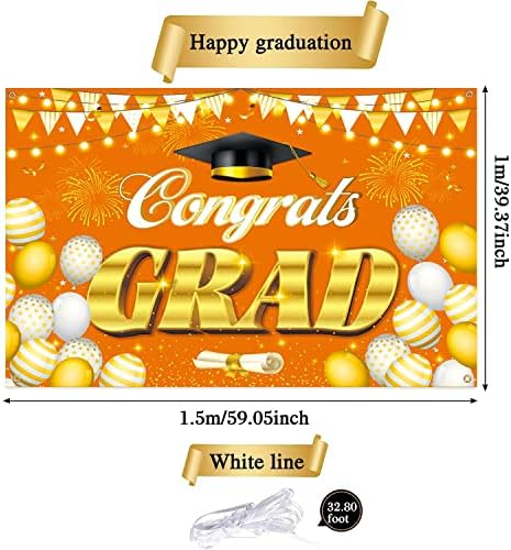 Diplomirana fotografija pozadina za dekoracije za zabave klasa 2023 narandžaste i zlatne čestitke potrepštine