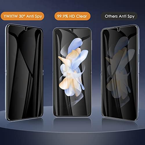 YWXTW [2+2 Pack] za Samsung Galaxy Z Flip 4 5G meka Zaštita ekrana za privatnost + poklopac ekrana prednje kamere kaljeno staklo, Premium epu Anti Spy Full Cover Case Friendly