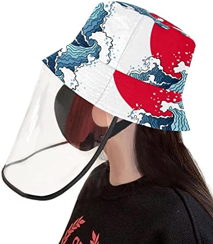 Zaštitni šešir za odrasle sa štitom za lice, ribarski šešir protiv sunčane kape, japanski retro valovi