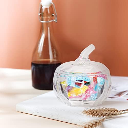 Luxshiny kukičanje bundeve Glass Candy Bowl sa poklopcima Vintage pokriven Candy Dish kolačić Buffet Jar voće serviranje jelo za vjenčanje Božić rođendansku zabavu staklene tegle