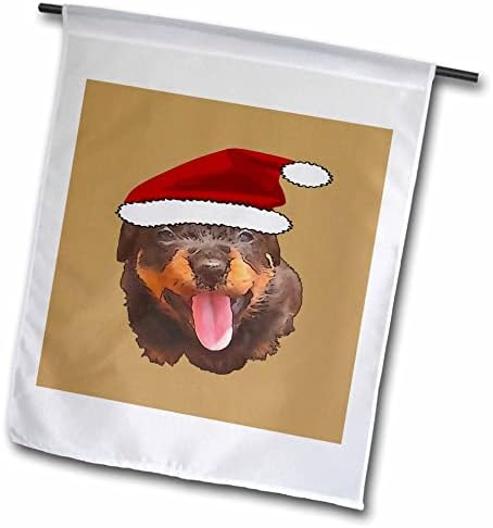 3drose slatka Rotvajler štene nosi odmor Santa šešir-zastave