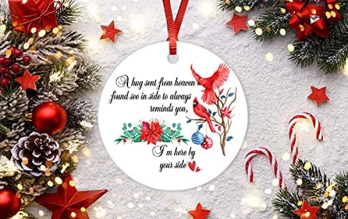 Zagrljaj poslan s neba pronađeno pogledajte Božić Ornament spomen Kardinal Božić keramički Ornament 3 inčni Porculanski Ornament za Božić stablo Hanging spomen simpatije poklone za porodice prijatelj volio jednu