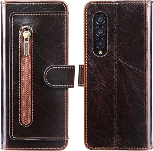 Asquar Flip Case za Samsung Galaxy Z Fold 3, Retro PU kožna torbica sa patentnim zatvaračem sa utorom za magnetno
