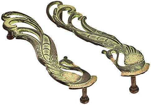Indijska polica 1 par povlači | Antikni ormar povlači | Mesingane ladice ručke vintage | Peacock povlači | Ručke 28,19 cm