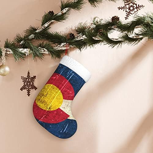 QG ZZX Vintage Colorado Flag Božićni čarapa Xmas Čarape Kamin Viseća čarapa 18 inča Dekoracija za odmor
