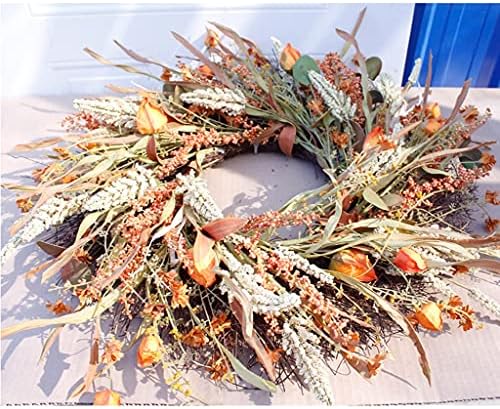 WSSBK 24 inčni jeseni vijenac u prednjim vratima vijenac žica žive pšenične uši kružnog vijenca za jesenje vijenac