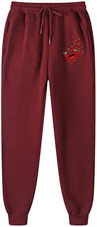 Posteljine hlače Žene Petite Žene Sportske pantalone Srednji struk Red Leptir printova dugi obrezirani hlače za žene Ležerne prilike