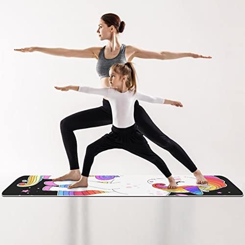 Prostirka za jogu 72 x 24 bijeli jednorog sa Duginom kosom i zvijezdama ekološka neklizajuća podloga za fitnes vježbe za Pilates i vježbe na podu