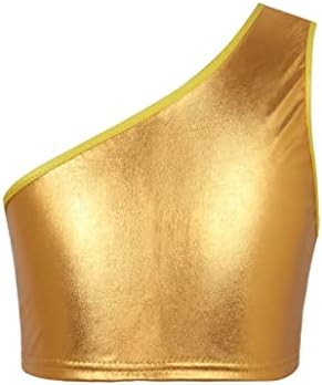 Loodgao Kids Girls Hip Hop odjeća Shiny Metallic Dance Sport Bras Crop Top Yoga Gimnastika Košulje Plesna odjeća Gold 3-4
