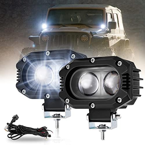 TEMSONE 4 inča 96W 8000LM Spot svjetla LED Pod sa kabelskim svežnjem, Led svjetlo za maglu za vožnju kompatibilno sa Jeep Wrangler kamionom za preuzimanje ATV SUV UTV čamcem