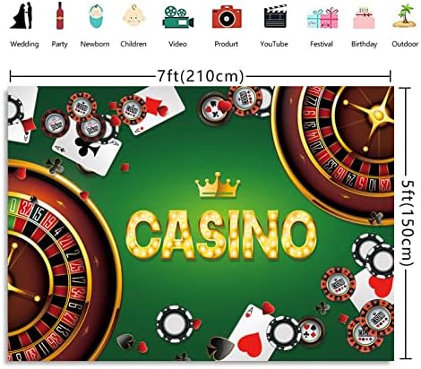Zelen kazino Rulet pozadina 7x5ft Las Vegas Royale kazino fotografija pozadina čip Poker banket muškarci žene Rođendanska zabava Photo Booth Decor