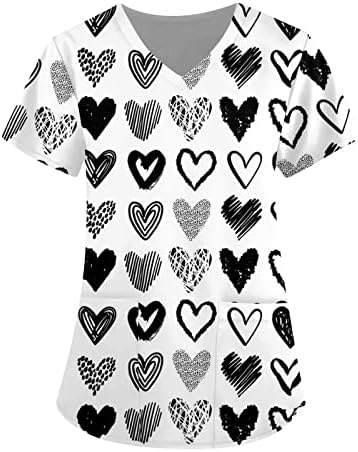 Žene ljetne vrhove Valentinovo košulje za žene Grafičke majice Terdey Odena Valentine Day Pokloni za njen modni tiskani kratki rukav V izrez Top košulje za košulje