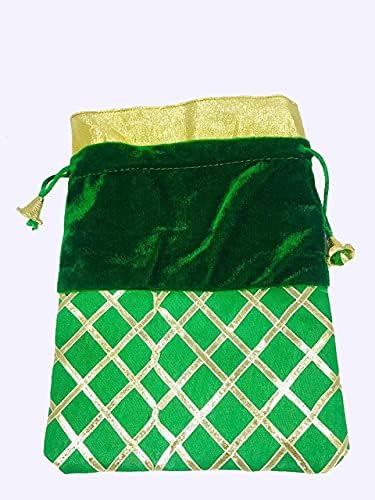 Green Velvet 7x5 inča približno poklon torbice za bok za boci božić za božić Diwali Uskršnji rođendan obdarniji za ventilaciju - 80pc