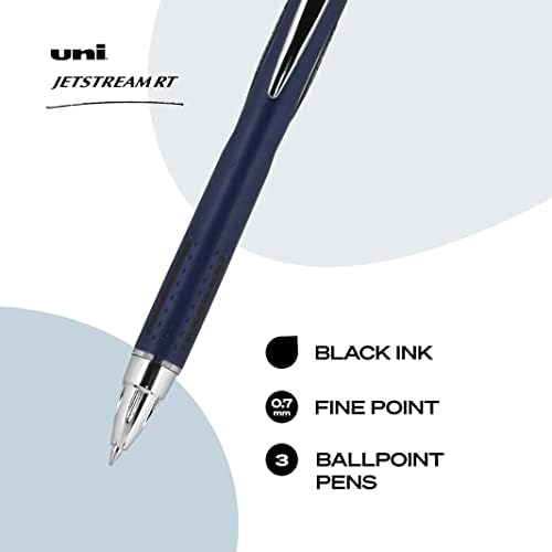 uniball Jetstream RT uvlačive hemijske olovke sa 0,7 mm Fine tačke, crne, 3 Count