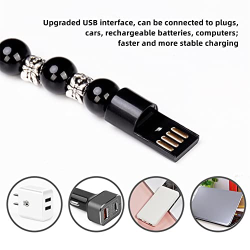 Punjenje narukvice kabel kablovski punjač crne USB perle za ručne zglobove za iPhone Android Samsung
