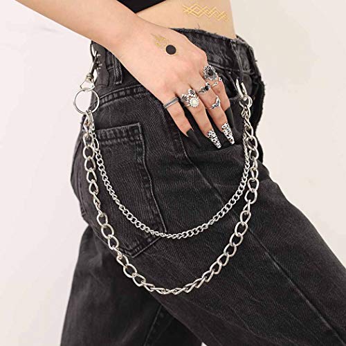 Bounzhi Hip Hop pantalone Jean lanac Goth Punk srebrne pantalone lanci Biker teški debeli novčanik džepni lanci
