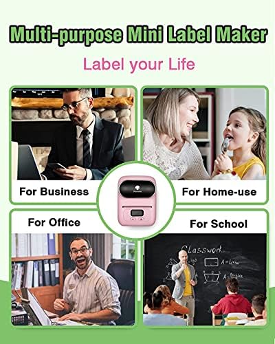 Phomemo M110s Label Maker Set - sa 1 ružičastim papirom, Bluetooth Label Maker za poslovno označavanje, bar kod, kancelariju, kabl, maloprodaju, sa fontovima Izaberite, ikone, šablone, roze