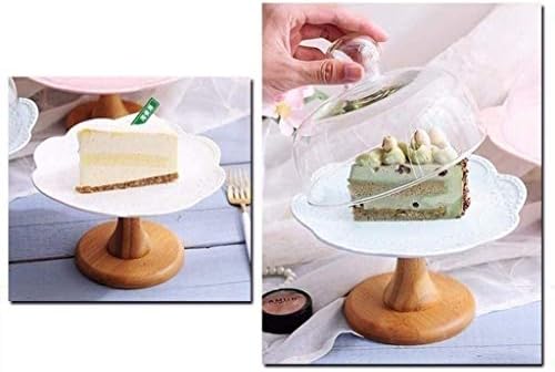 YYDD Europska torta sa kupolom, držači za kolače 26,5cm nosač za užinu, ukras za desertni sendvič desert keramički stan sa staklenim drvenim bazom, višenamjenska ploča