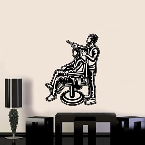 Barber zidna naljepnica Vinilna naljepnica Barber stolica znak vrata prozor piling i štap brijač