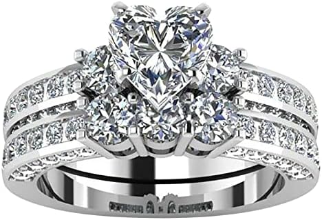 AIMAOMI cirkonski prstenovi u obliku srca simulirani dijamantski vjenčani prsten Slaganje minimalistički zaručnički