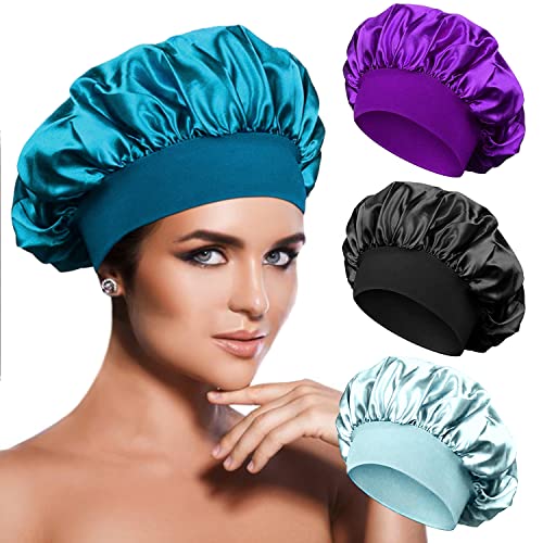 4 kom satenske bonnes svilenkaste kape za spavanje rastezanje širokog opsega za kosu za crne žene sa