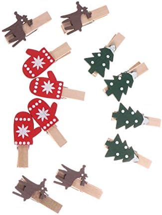 ABOOFAN 30kom Cartton Božić Santa Claus Wood Clips Mini drvena Odjeća foto papir Peg igla štipaljka za