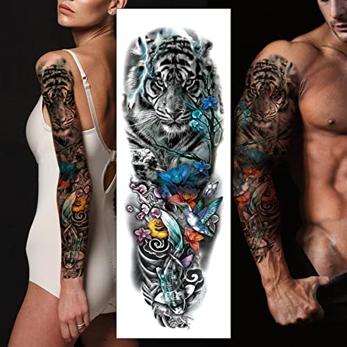 Privremena tetovaža, tigrasti cvijeće seksi 3D lažne naljepnice za tetovažu EXTRA velike vodootporne