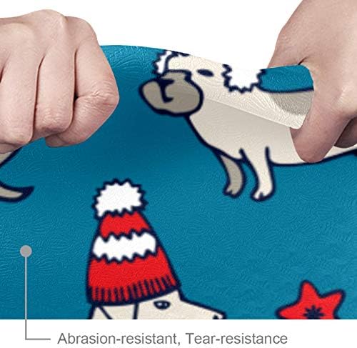 Siebzeh jazavčar štene Božić šešir uzorak Premium debeli Yoga Mat Eco Friendly gumene zdravlje & amp; fitnes
