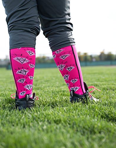 MadSportsStuff Softball čarape sa dijamantima za djevojčice preko teleta