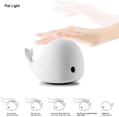 Xianfei slatka noćna lampa za kitove za djecu, USB punjiva silikonska životinjska svjetla za crtiće sa senzorom na dodir, ambijentalno svjetlo za Kreativni Kućni Desktop dekor