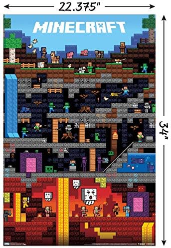 Trendovi Međunarodni Minecraft-svjetski zidni Poster, 22.375 x 34, Neuramljena verzija