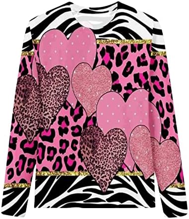 Valentinovo slatke vrhove za žene modne majice s dugim rukavima krava mačka za srce od tiskanih majica od pulover