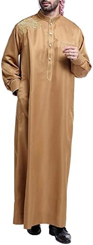 Bmisegm ljetne haljine za muškarce Regular Fit muške povremene muslimanske Arapske srednje vezene kragne