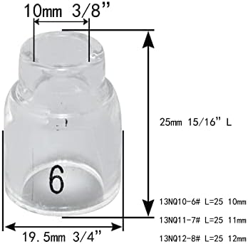 Riverweld Clear Cremencna mlaznica 13N10 6 13N11 7 13n12 8 Pyrex staklene tig čaše 13mm za