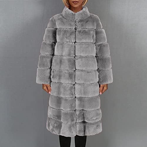 Narhbrg Ženska parka Outerwear Topla Fux krzneni kaput Fuzzy postolje Ogrlica otvorena prednja kardina lisnato jakna za žene zima
