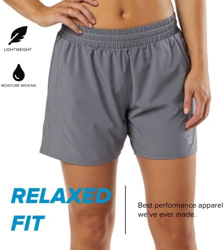 Korsa High Pet 5 Atletska kratke hlače za žene sa džepovima | Lagana, vlažna Wicking & Kratki lin | za trčanje, joga, teretana | x-mala, sjena