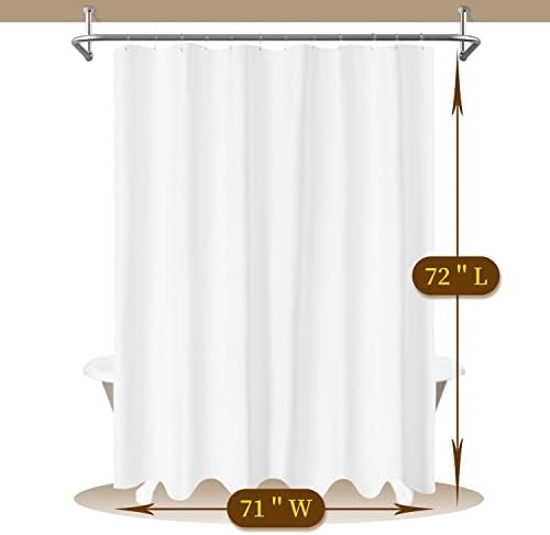 2-pakovanje tkanine za zavjese za tuširanje lagana - bijela krpa tuš kabine sa magnetima, repelentima za pranje i voda, 12 rupa gumba, kvalitet hotela - 71 Š x 72 L, bijeli