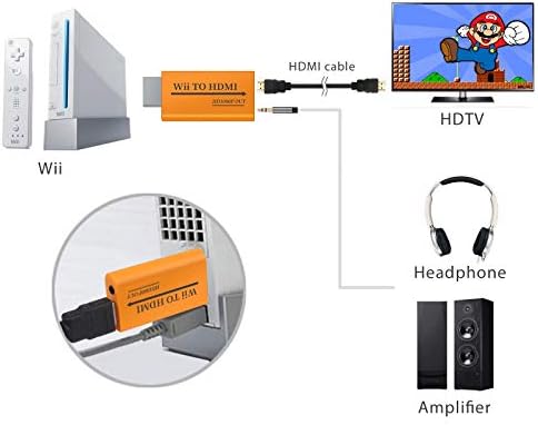 Automatsko dugme HDMI adapter, 1080p 720p Povežite izlazni video sa 3,5 mm Audio, Wii2HDMI priključak