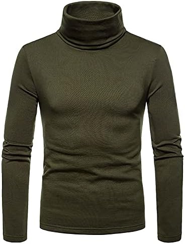 Liueong Turtleneck s dugim rukavima za muškarce obične osnovne ležerne modne duksere vježba sportski elastični tanak fit pulover