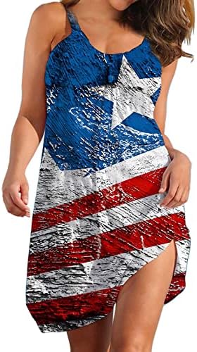 Midi Slip haljina za žene Dan nezavisnosti žene Casual dugačka suknja bez rukava labava Casual suknja Top Dress