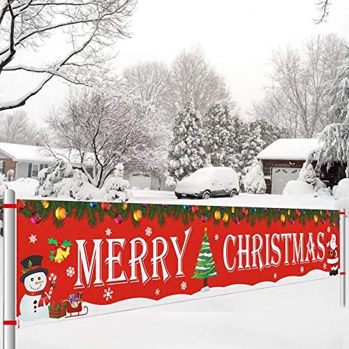 Veliki veseli božićni baner | Vanjski ukrasi za crvene božićne banere | Xmas vanjski i unutarnji dekor za viseće | Božićni praznici za zabavu